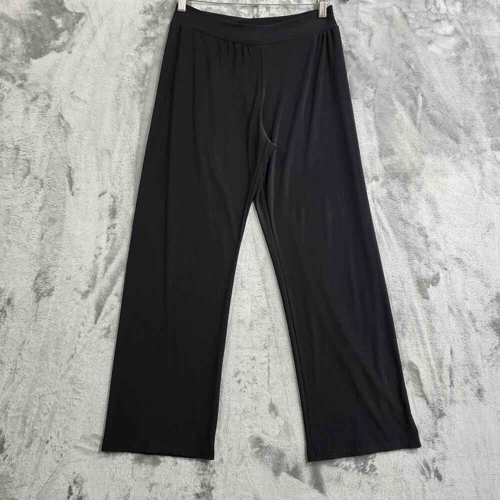 Vintage Christine Gerard Pants Womens M Black Pull Straight Leg Stretch Knit - Picture 1 of 12